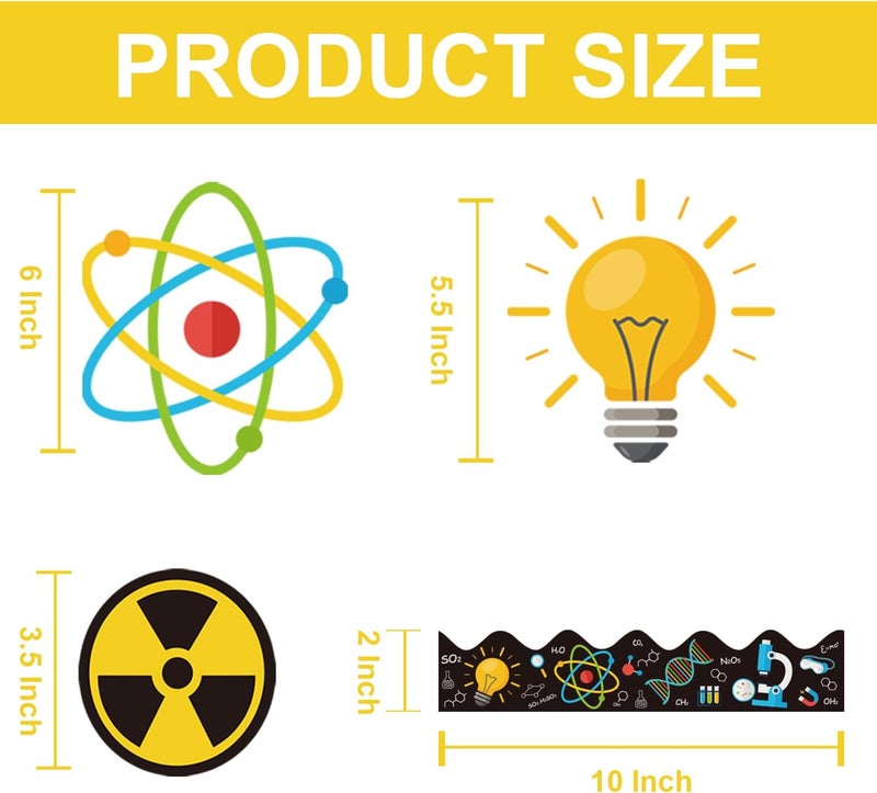 Joffetii 78Pcs Science Classroom Bulletin Board Decorations with Borders, Classroom Decor Paper Cutouts Teacher Must Haves Science Theme Back to School Home Office Decorations - Image 3